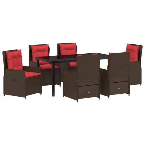  Kert étkező szett párnával 7 pcs Barna Poli rattan