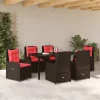  Kert étkező szett párnával 7 pcs Barna Poli rattan