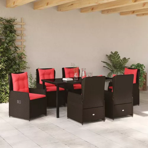  Kert étkező szett párnával 7 pcs Barna Poli rattan