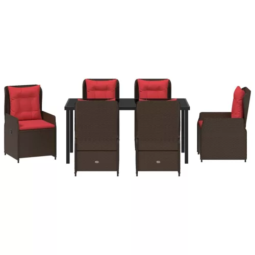  Kert étkező szett párnával 7 pcs Barna Poli rattan