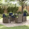  Kert étkező szett párnával 5 pcs Szürke Poli rattan