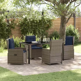  Kert étkező szett párnával 5 pcs Szürke Poli rattan