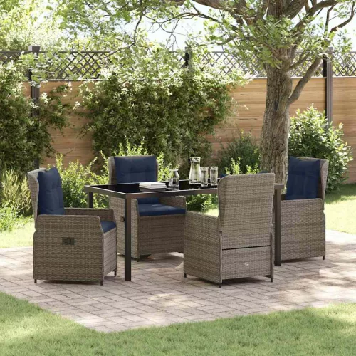  Kert étkező szett párnával 5 pcs Szürke Poli rattan
