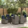  Kert étkező szett párnával 7 pcs Szürke Poli rattan