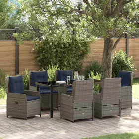  Kert étkező szett párnával 7 pcs Szürke Poli rattan
