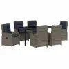  Kert étkező szett párnával 7 pcs Szürke Poli rattan