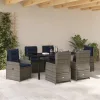 Kert étkező szett párnával 7 pcs Szürke Poli rattan