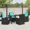  Kert étkező szett párnával 5 pcs Fekete Poli rattan