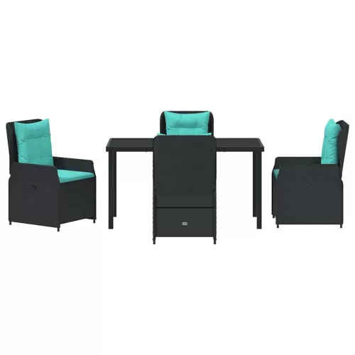  Kert étkező szett párnával 5 pcs Fekete Poli rattan