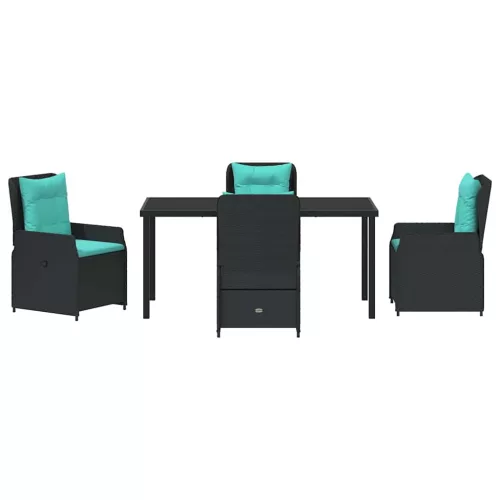  Kert étkező szett párnával 5 pcs Fekete Poli rattan