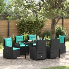  Kert étkező szett párnával 7 pcs Fekete Poli rattan