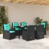  Kert étkező szett párnával 7 pcs Fekete Poli rattan