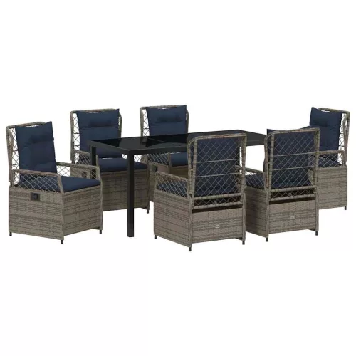  Kert étkező szett 7 pcs Szürke polirattan