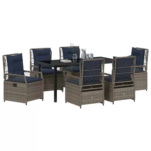  Kert étkező szett 7 pcs Szürke polirattan