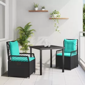  Kert étkező szett 3 pcs Fekete polirattan