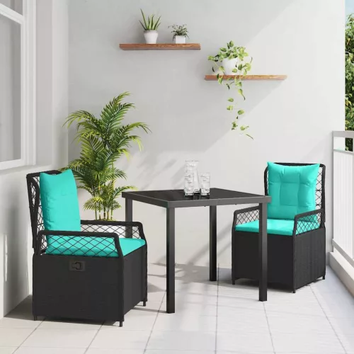  Kert étkező szett 3 pcs Fekete polirattan