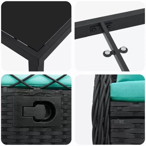  Kert étkező szett 5 pcs Fekete polirattan