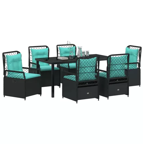  Kert étkező szett 7 pcs Fekete polirattan
