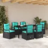  Kert étkező szett 7 pcs Fekete polirattan