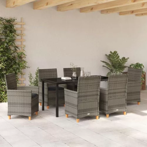  Kert étkező szett 7 pcs Szürke polirattan