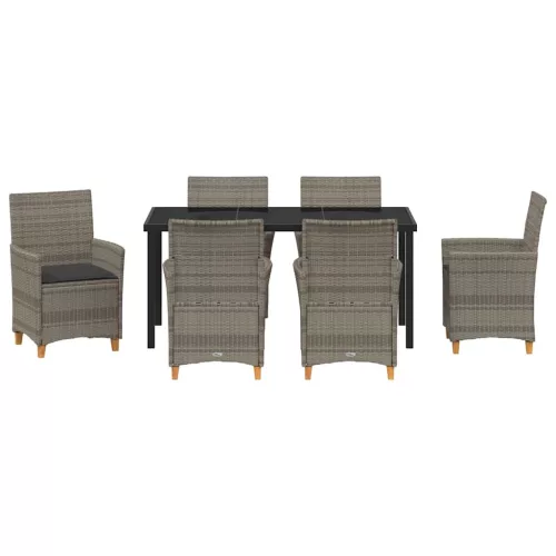  Kert étkező szett 7 pcs Szürke polirattan