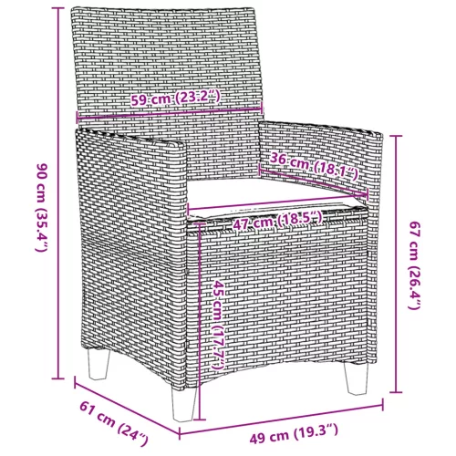 5 darabos Kerti étkező szett párnákkal Bézs polirattan