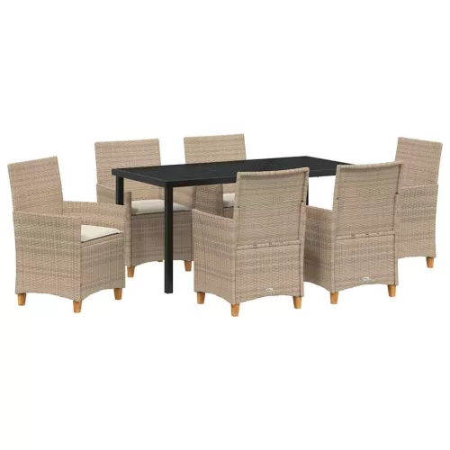  Kert étkező szett 7 pcs Bézs polirattan
