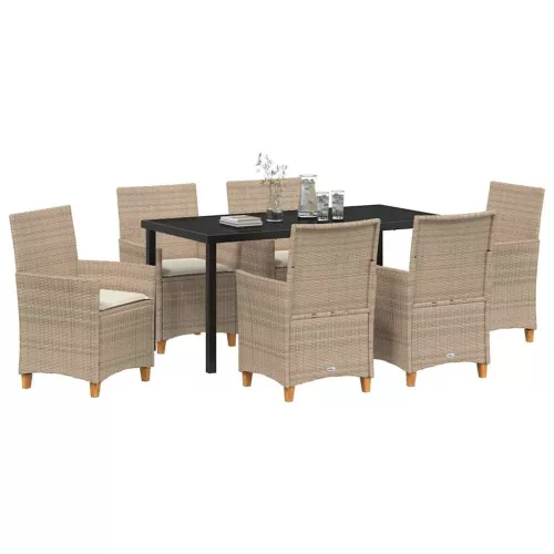  Kert étkező szett 7 pcs Bézs polirattan
