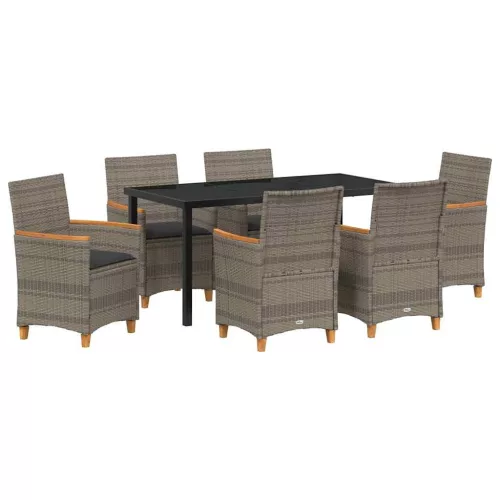  Kert étkező szett 7 pcs Szürke polirattan
