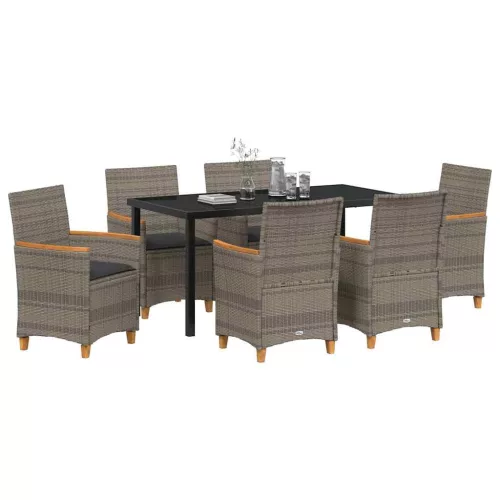  Kert étkező szett 7 pcs Szürke polirattan