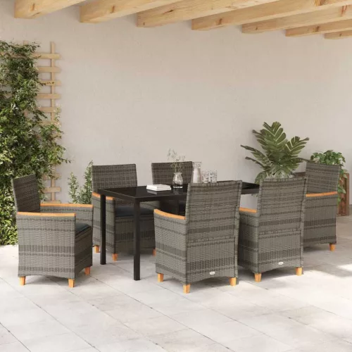  Kert étkező szett 7 pcs Szürke polirattan