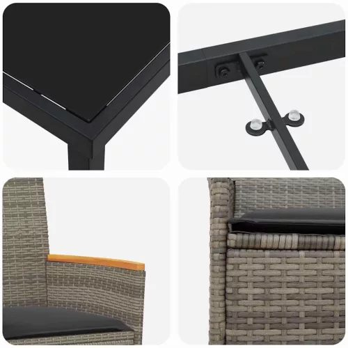  Kert étkező szett 7 pcs Szürke polirattan