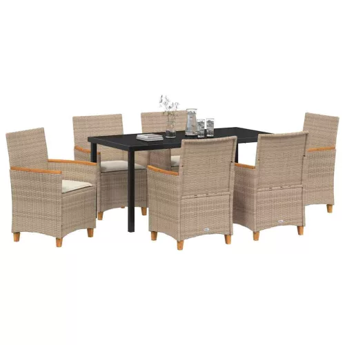  Kert étkező szett 7 pcs Bézs polirattan