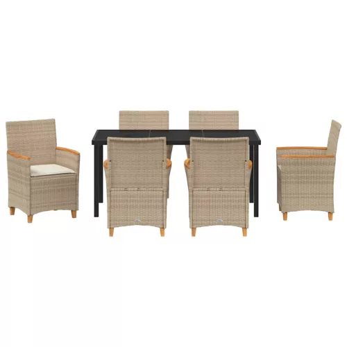  Kert étkező szett 7 pcs Bézs polirattan