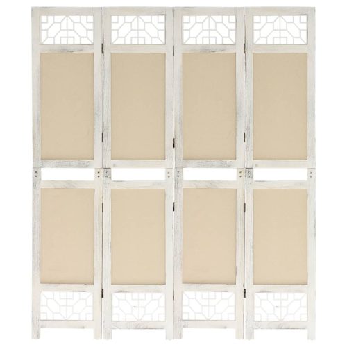  4 paneles krémszínű szövetparaván 140 x 165 cm