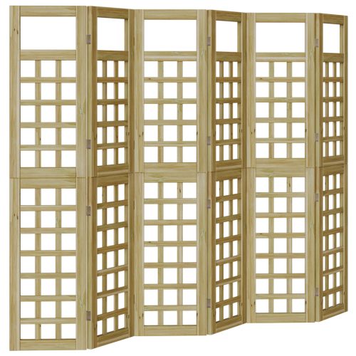  Kültéri Védő Képernyő, 6 Panel, Kezelt Fenyőfa