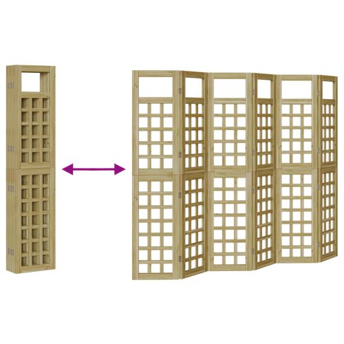  Kültéri Védő Képernyő, 6 Panel, Kezelt Fenyőfa