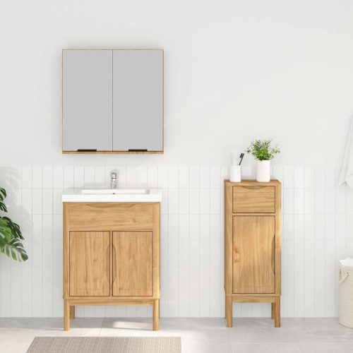  Fürdőszoba bútor szett fiókkal 2 pcs Faggyú barna Tömör fenyőfa