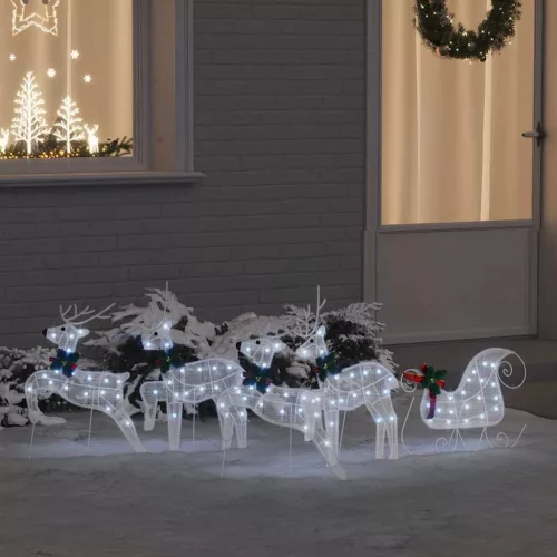  LED rénszarvasok 5 pcs Fehér szövet