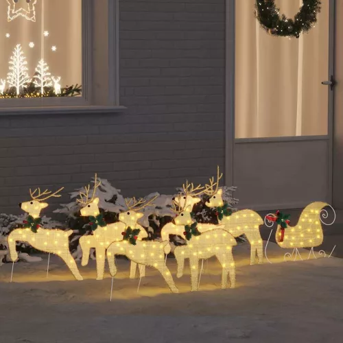  LED rénszarvasok 7 pcs Arany szövet