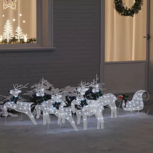  LED rénszarvasok 7 pcs Fehér szövet
