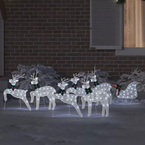  LED rénszarvasok 7 pcs Fehér szövet