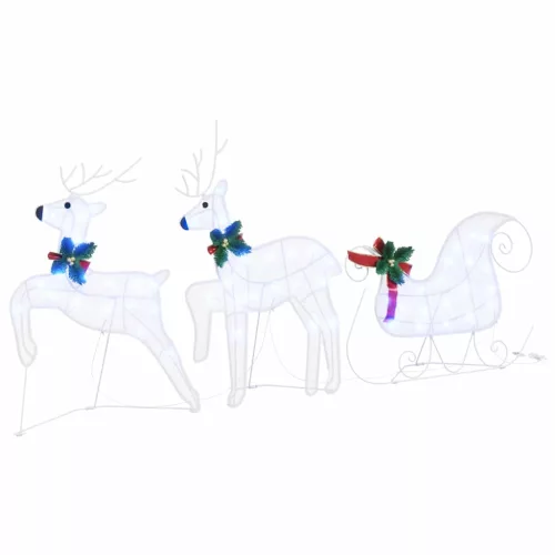  LED rénszarvasok 7 pcs Fehér szövet