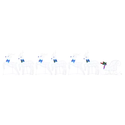  LED rénszarvasok 7 pcs Fehér szövet
