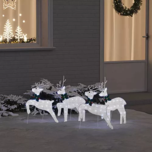  LED rénszarvasok 4 pcs Ezüst 45 x 19 x 65 cm szövet