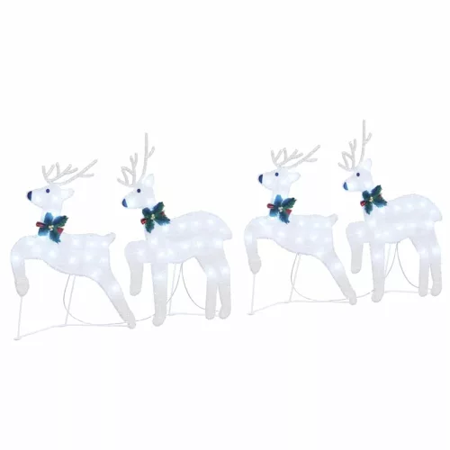  LED rénszarvasok 4 pcs Ezüst 45 x 19 x 65 cm szövet