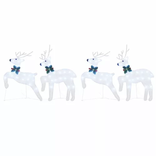  LED rénszarvasok 4 pcs Ezüst 45 x 19 x 65 cm szövet