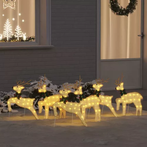  LED rénszarvasok 6 pcs Arany 45 x 19 x 65 cm szövet