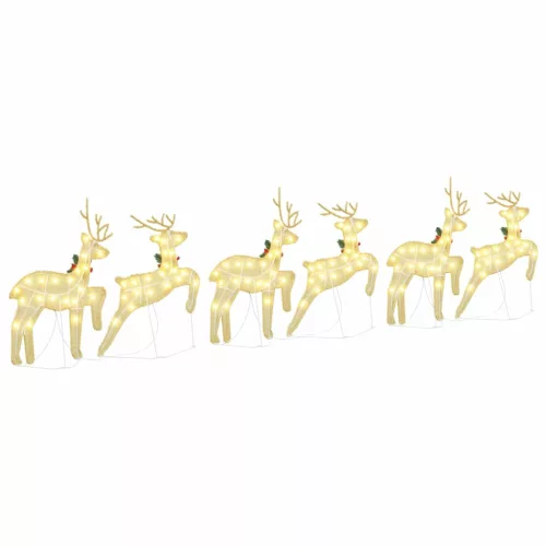 LED rénszarvasok 6 pcs Arany 45 x 19 x 65 cm szövet