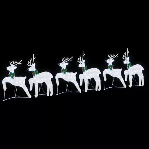  LED rénszarvasok 6 pcs Ezüst 45 x 19 x 65 cm szövet